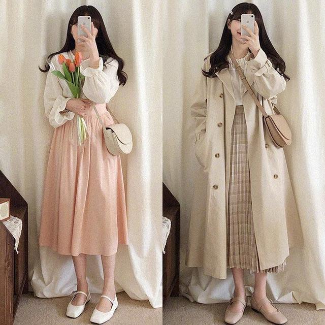 白色雪纺衫 粉色半身裙